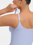 Seamless Plunge Chest Support Bodysuit with Clips Inside