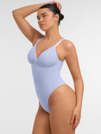Seamless Plunge Chest Support Bodysuit with Clips Inside