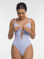 Seamless Plunge Chest Support Bodysuit with Clips Inside