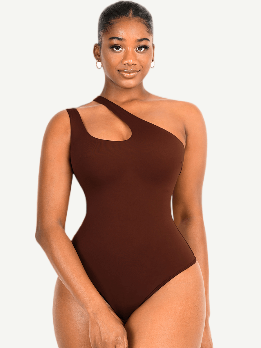 One-shoulder Cut Out Shapewear Bodysuit