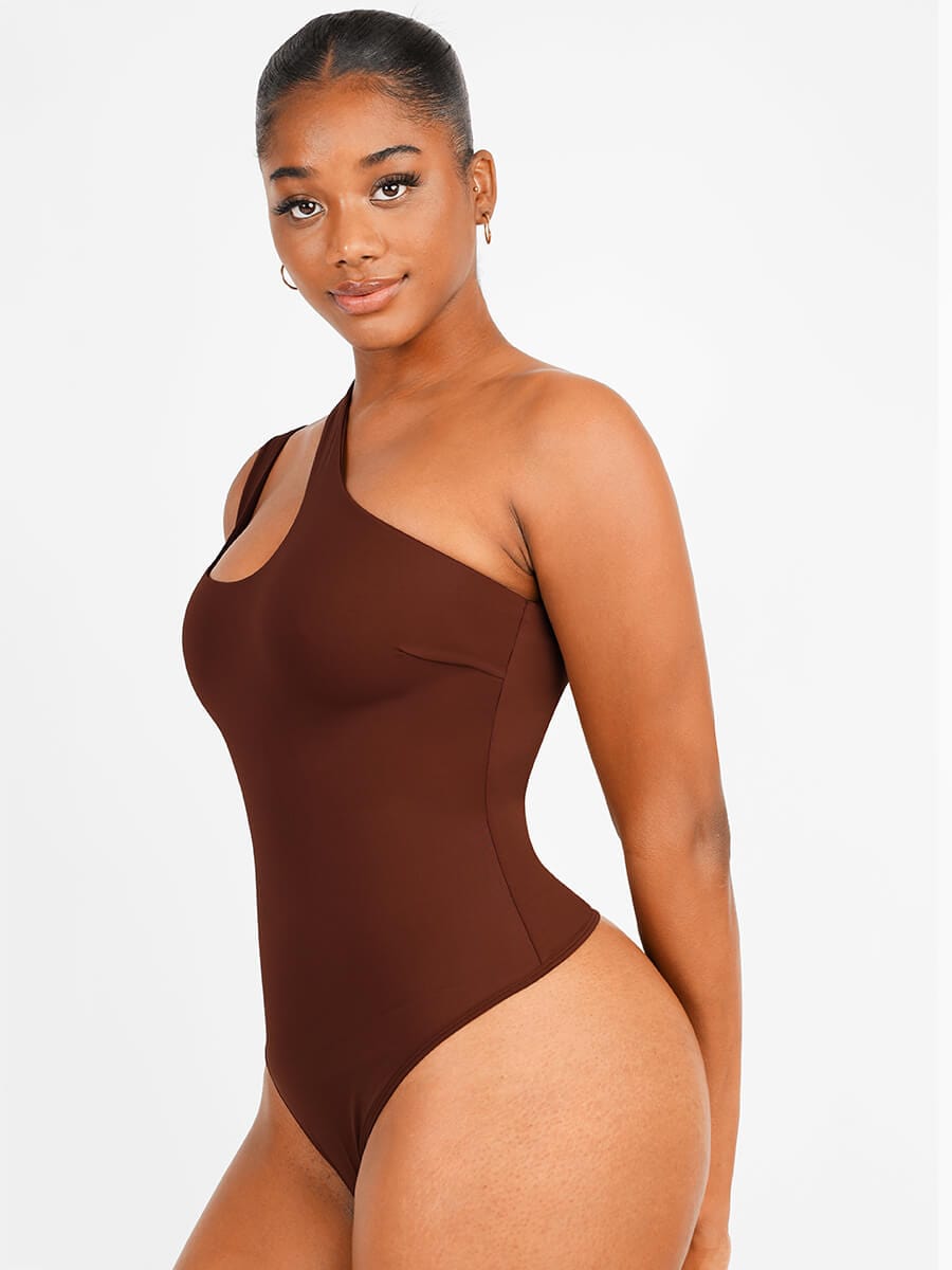 One-shoulder Cut Out Shapewear Bodysuit