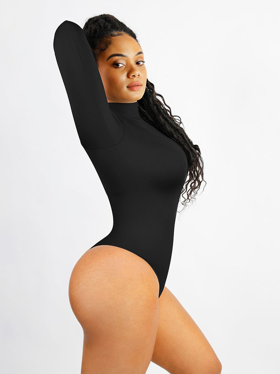 🌿Seamless Eco-friendly Turtle Neck Long Sleeve Thong Bodysuit