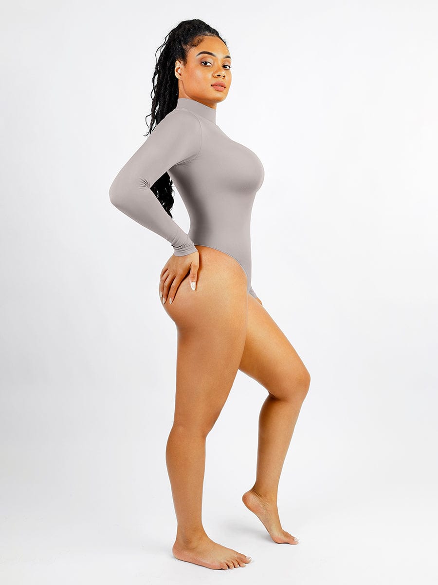 🌿Seamless Eco-friendly Turtle Neck Long Sleeve Thong Bodysuit