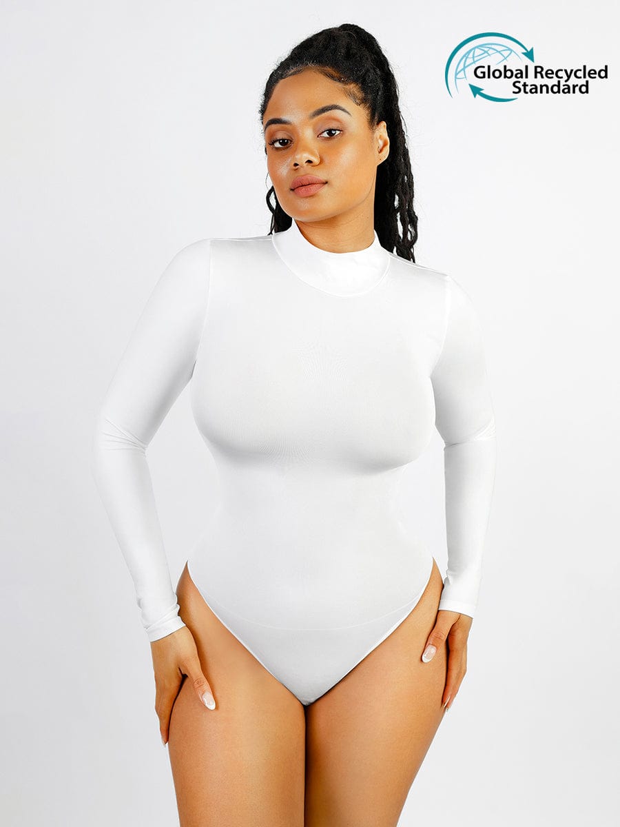 🌿Seamless Eco-friendly Turtle Neck Long Sleeve Thong Bodysuit