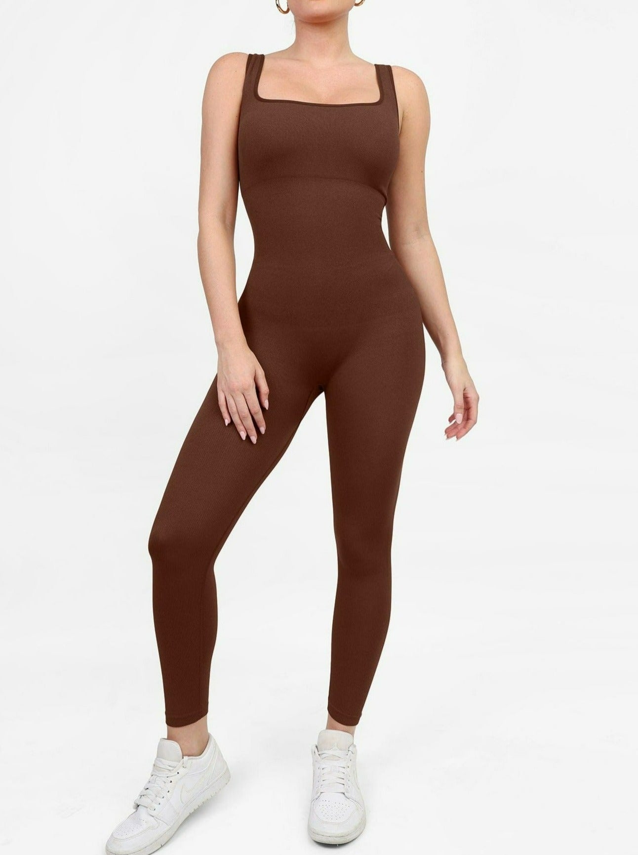 Seamless Square Neck One Piece Sport Jumpsuit