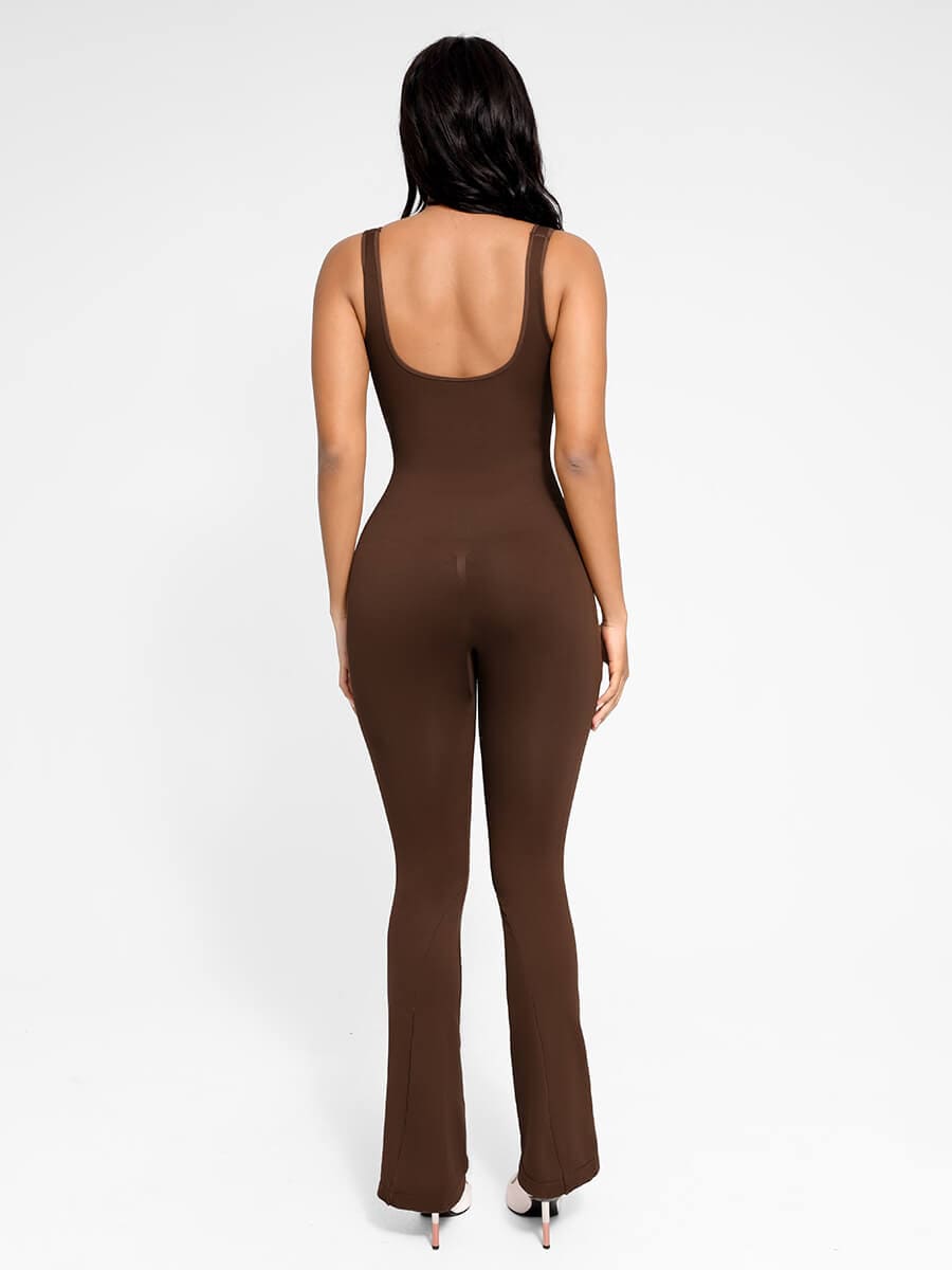 Seamless Square Neck U-Back Flared Jumpsuit