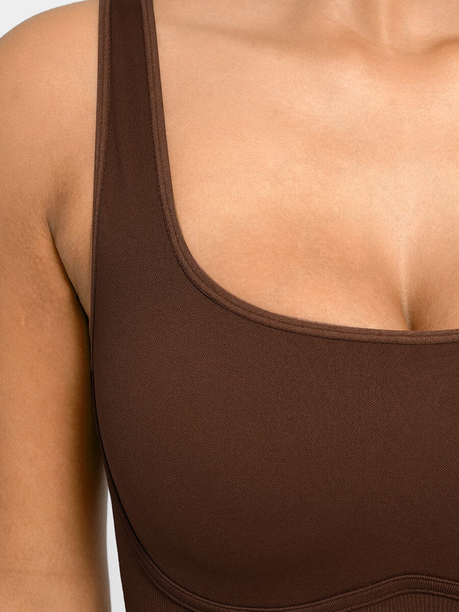 Seamless Square Neck U-Back Flared Jumpsuit