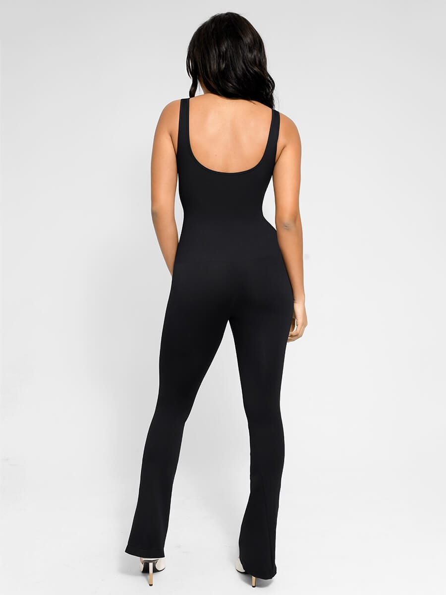 Seamless Square Neck U-Back Flared Jumpsuit