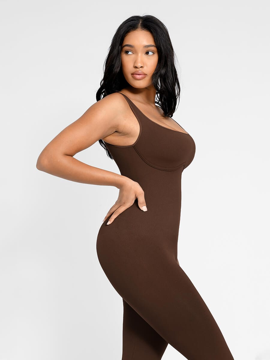 Seamless Square Neck U-Back Flared Jumpsuit