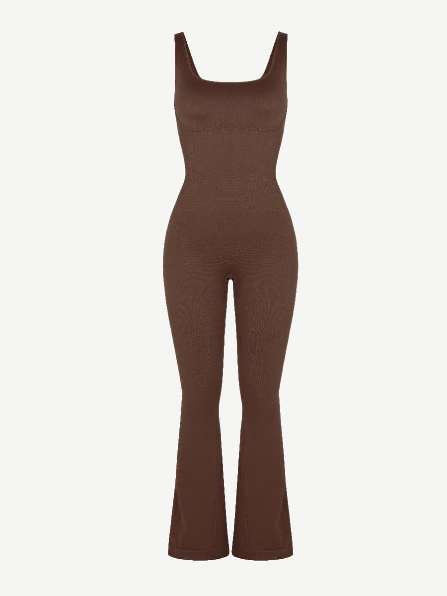 Seamless Square Neck U-Back Flared Jumpsuit