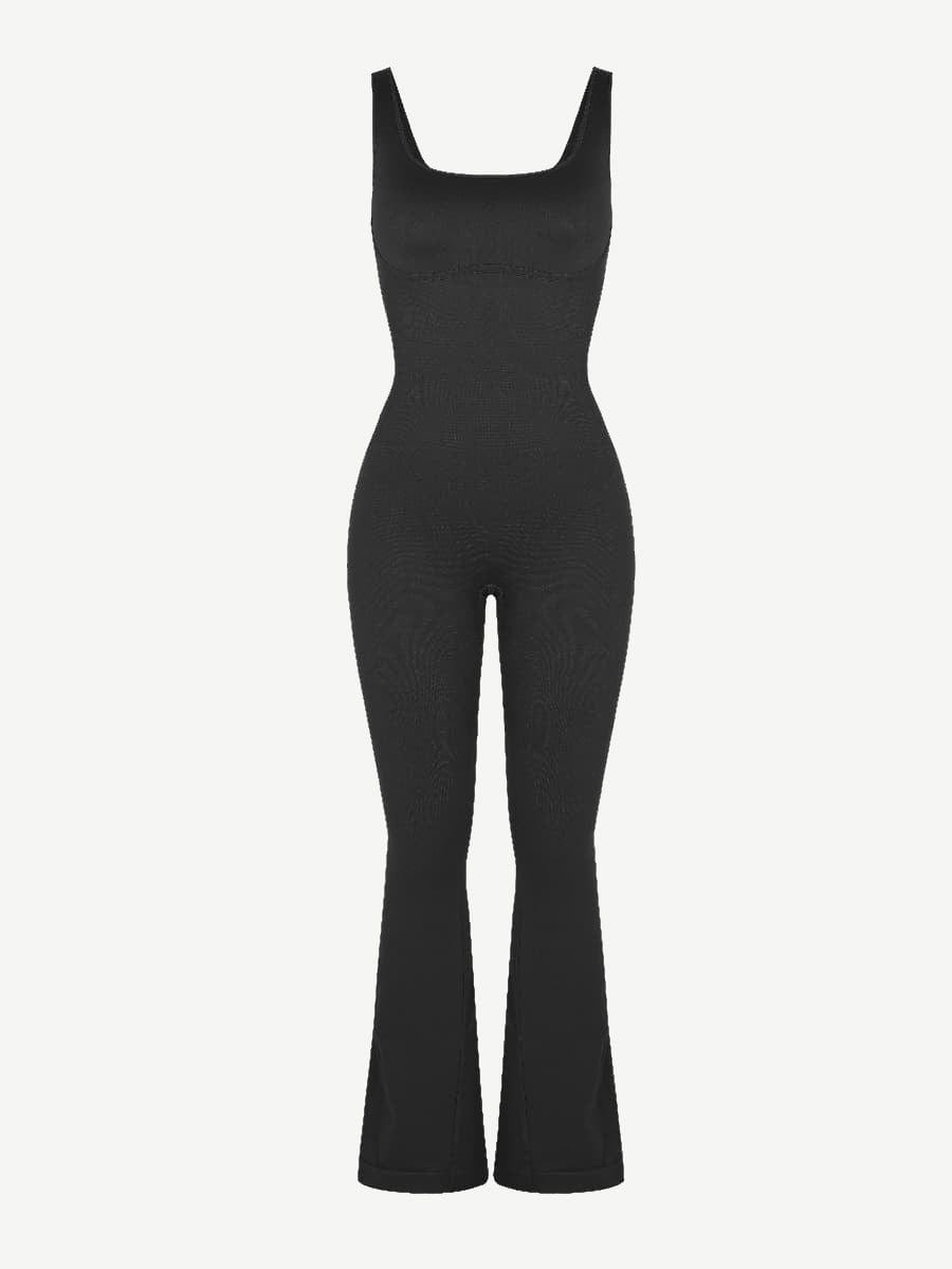 Seamless Square Neck U-Back Flared Jumpsuit