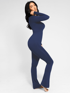 Seamless Inverted T-shoulder One-piece Flared Jumpsuit