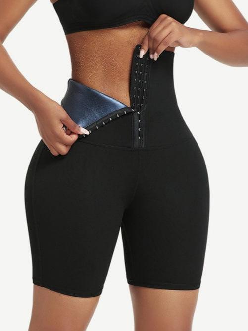 Dark Blue High Rise 3 Rows Hooks Neoprene Waist Trainer Shorts Waist Control