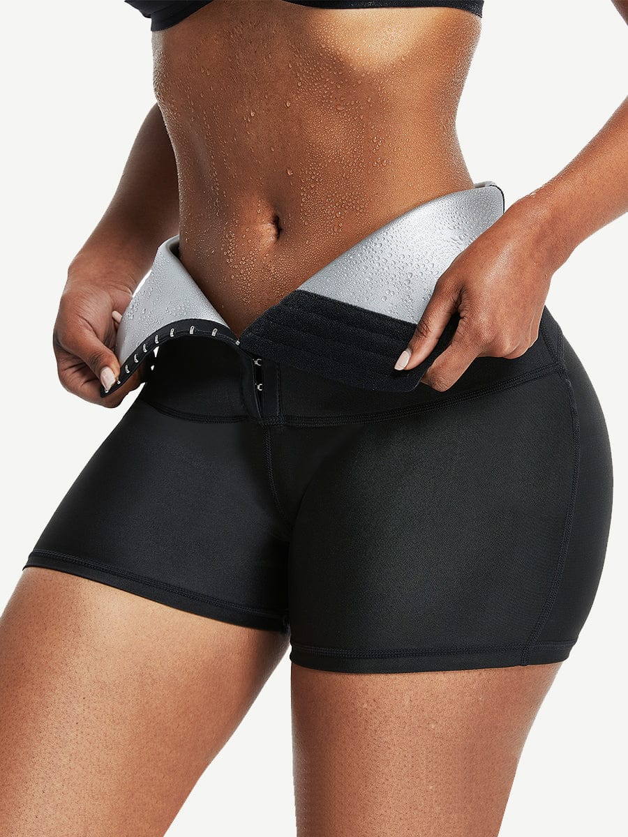 Blue Neoprene Shorts Hook And Eye Closure Cellulite Reducing