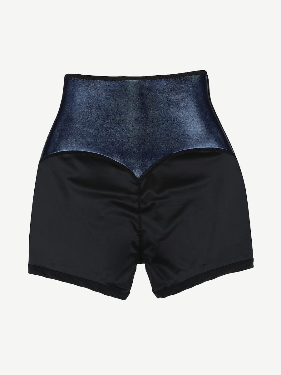 Blue Neoprene Shorts Hook And Eye Closure Cellulite Reducing