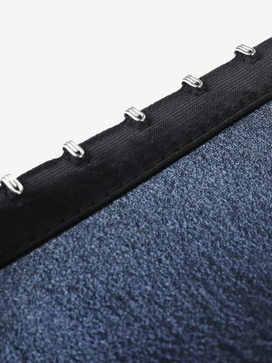 Blue Neoprene Shorts Hook And Eye Closure Cellulite Reducing