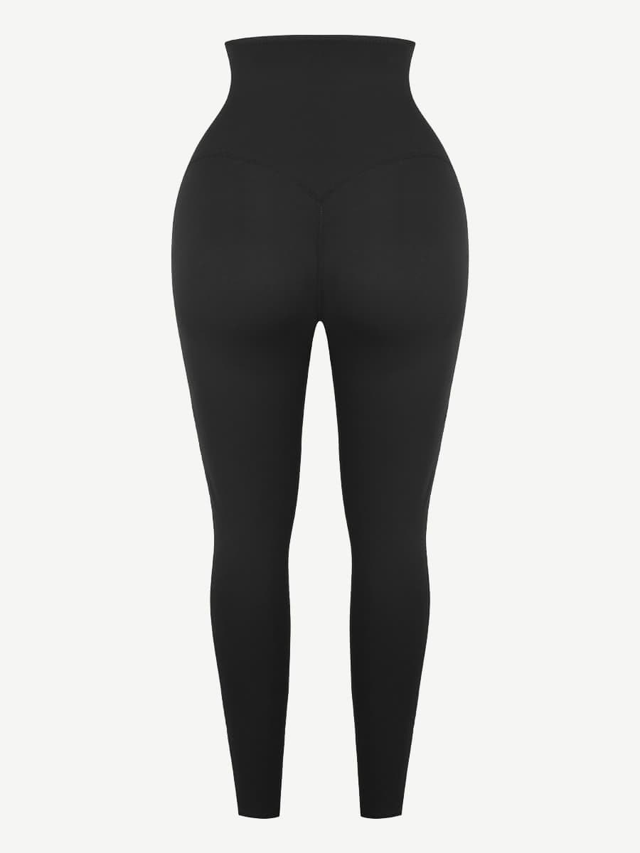 Dark Blue Neoprene Butt Lifting Leggings Wide Waistband Lose Weight