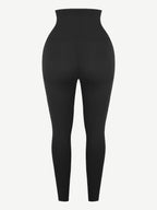 Dark Blue Neoprene Butt Lifting Leggings Wide Waistband Lose Weight